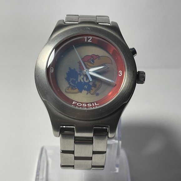 Kansas Jayhawks NCAA Stainless-Steel Kaleido Watch by Fossil NEW (RARE) - Picture 5 of 6